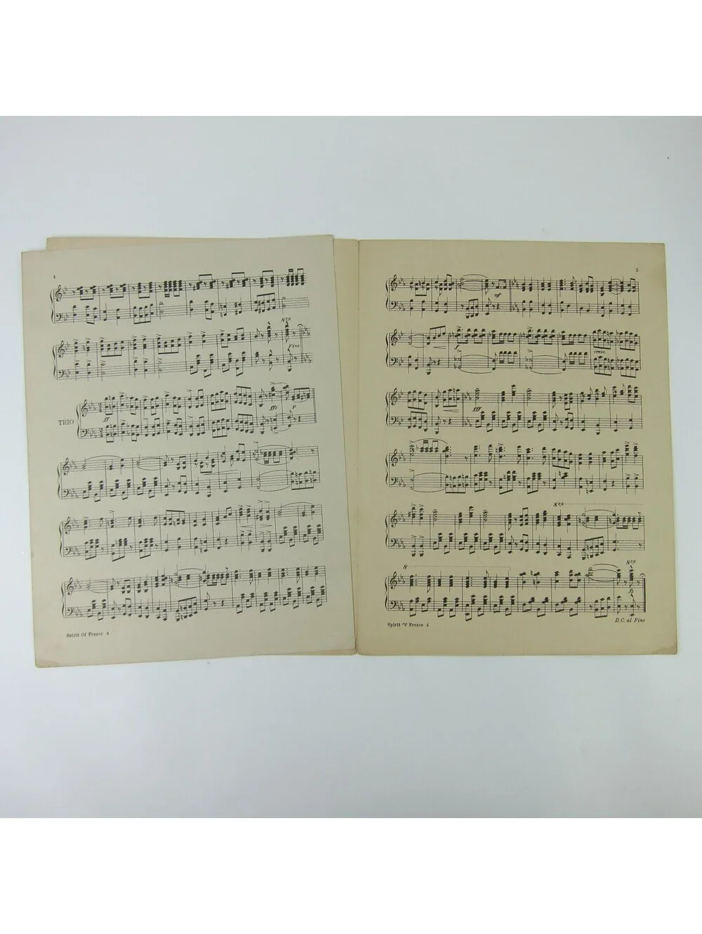 Sheet Music Spirit of France March Militaire E. T. Paull WWI War Antique 1919